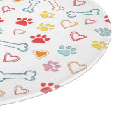 Farbenfrohe Pfauen, Herz und Knochen Doodle Schneidebrett (Ecke)