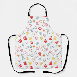 Farbenfrohe Pfauen, Herz und Knochen Doodle Schürze