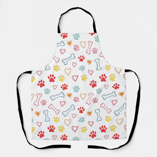 Farbenfrohe Pfauen, Herz und Knochen Doodle Schürze (Vorderseite)