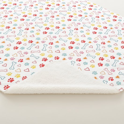 Farbenfrohe Pfauen, Herz und Knochen Doodle Sherpadecke (3/4)