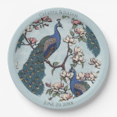 Farbenfrohe Pfauen Licht blau Pappteller (Vorderseite)