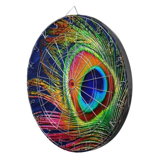 Farbenfrohe Pfauenfeder Dartscheibe (Vorderseite rechts)
