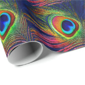 Farbenfrohe Pfauenfeder Geschenkpapier (Rolleneckpunkt)