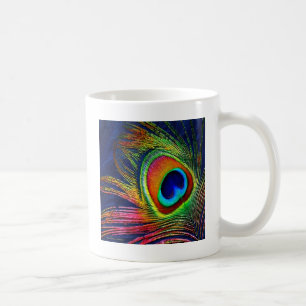 Farbenfrohe Pfauenfeder Kaffeetasse