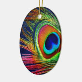 Farbenfrohe Pfauenfeder Keramik Ornament (Links)