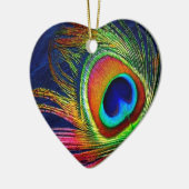 Farbenfrohe Pfauenfeder Keramik Ornament (Links)