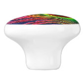 Farbenfrohe Pfauenfeder Keramikknauf (Seitenansicht)