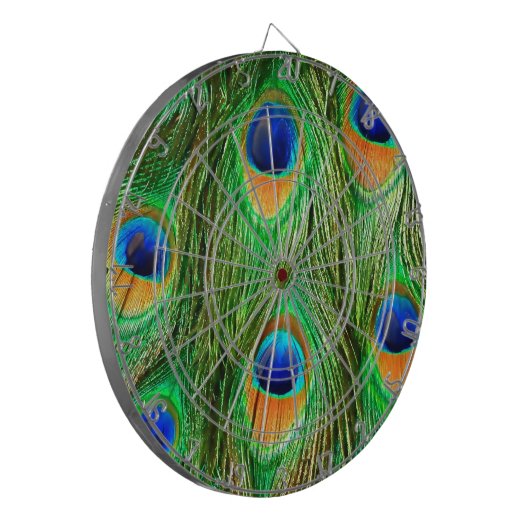 Farbenfrohe PfauenFedern drucken Dartscheibe (Vorderseite Links)