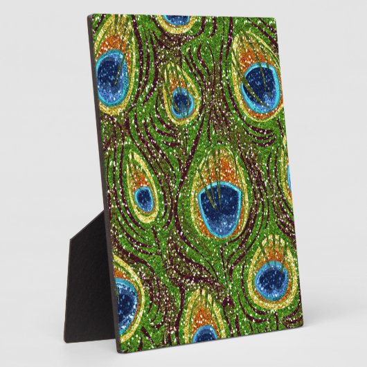 Farbenfrohe PfauenFedern drucken Fotoplatte (Seite)