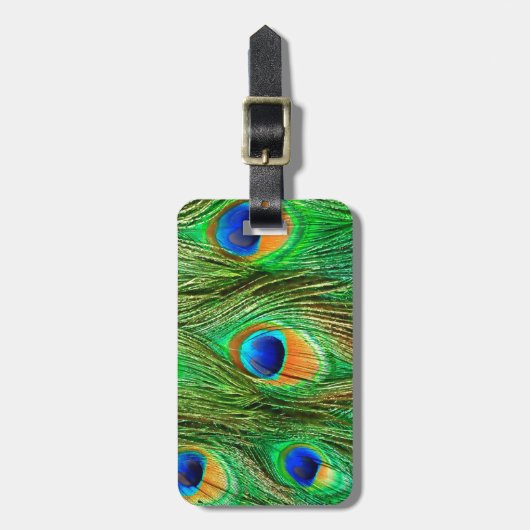 Farbenfrohe PfauenFedern drucken Gepäckanhänger (Vorderseite vertikal)