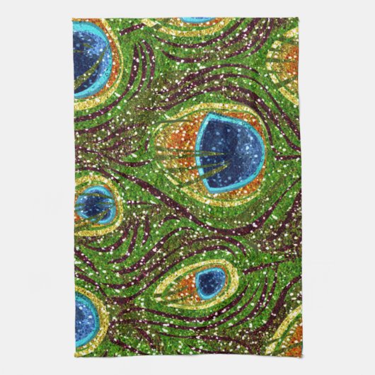Farbenfrohe PfauenFedern drucken Geschirrtuch (Vertikal)
