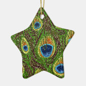 Farbenfrohe PfauenFedern drucken Keramik Ornament (Links)