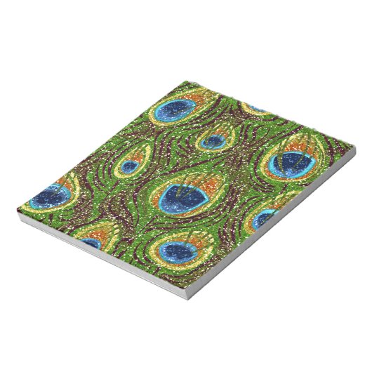 Farbenfrohe PfauenFedern drucken Notizblock (Rotiert)