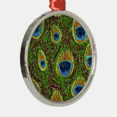 Farbenfrohe PfauenFedern drucken Ornament Aus Metall (Rechts)