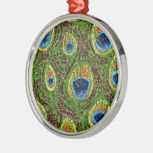 Farbenfrohe PfauenFedern drucken Ornament Aus Metall (Links)