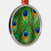 Farbenfrohe PfauenFedern drucken Ornament Aus Metall (Rechts)