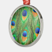 Farbenfrohe PfauenFedern drucken Ornament Aus Metall (Links)