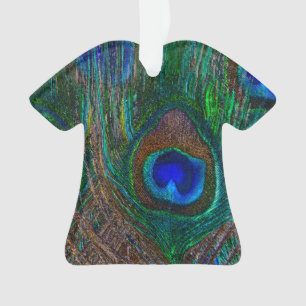 Farbenfrohe PfauenFedern Etching Style Ornament