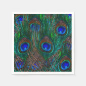 Farbenfrohe PfauenFedern Etching Style Serviette (Vorderseite)