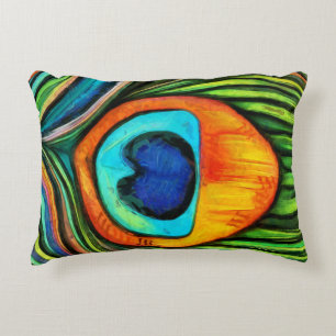 Farbenfrohe Pfauenfeuervogel Feather Painting Dekokissen