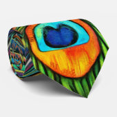 Farbenfrohe Pfauenfeuervogel Feather Painting Krawatte (Gerollt)