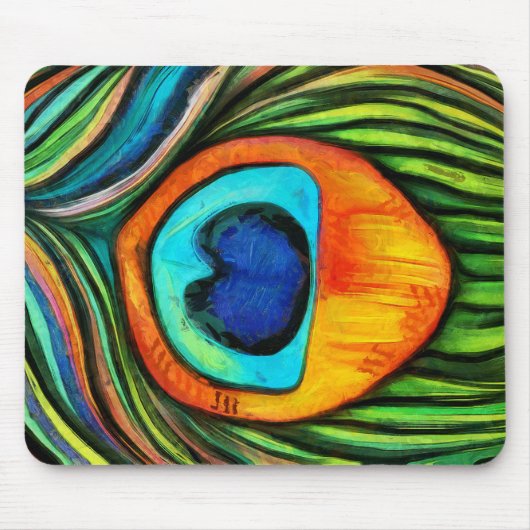 Farbenfrohe Pfauenfeuervogel Feather Painting Mousepad (Vorne)