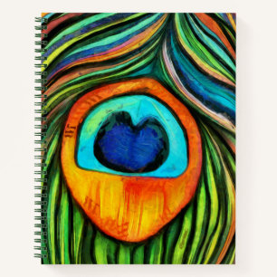 Farbenfrohe Pfauenfeuervogel Feather Painting Notizblock