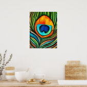 Farbenfrohe Pfauenfeuervogel Feather Painting Poster (Küche)
