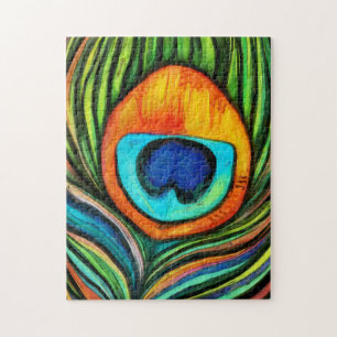 Farbenfrohe Pfauenfeuervogel Feather Painting Puzzle
