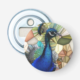Farbenfrohe Pfauenmosaik Flaschenöffner