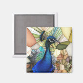 Farbenfrohe Pfauenmosaik Magnet (Vorderseite/Rückseite)