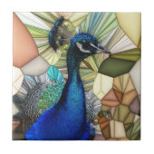 Farbenfrohe Pfauenmosaike Keramik Tile Fliese (Vorderseite)