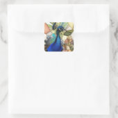 Farbenfrohe Pfauenmosaikkleber Quadratischer Aufkleber (Tasche)