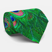 Farbenfrohe Pfauenmuster-Krawatte Krawatte (Gerollt)
