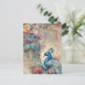 Farbenfrohe Pfauenpostkarte Postkarte (Stehend Vorderseite)