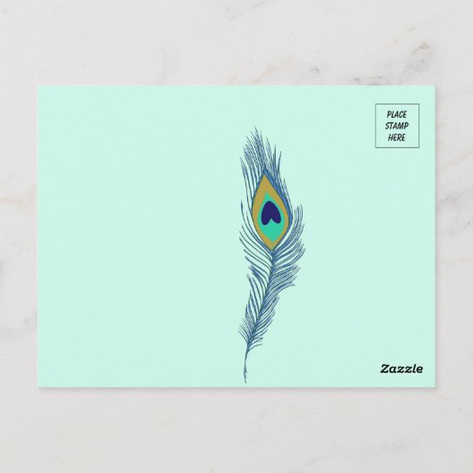 Farbenfrohe Pfauenpostkarte Postkarte (Rückseite)