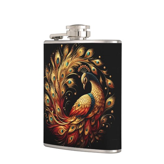 Farbenfrohe Pfauentanz im Weißen Flachmann (Links)