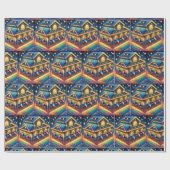 Farbenfrohe Pferde aus dem Weihnachtsstall schauen Geschenkpapier (Flach)