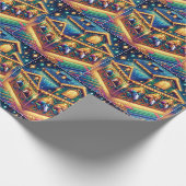 Farbenfrohe Pferde aus dem Weihnachtsstall schauen Geschenkpapier (Ecke)