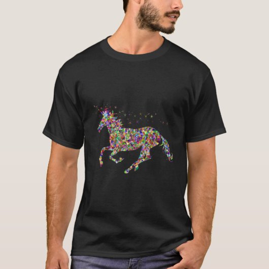 Farbenfrohe Pferde Einhorn T-Shirt (Vorderseite)