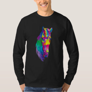Farbenfrohe Pferde Kopf Polygonal Geometrisches Pf T-Shirt