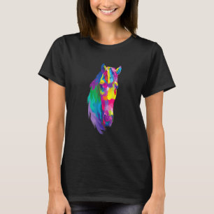 Farbenfrohe Pferde Kopf Polygonal Geometrisches Pf T-Shirt