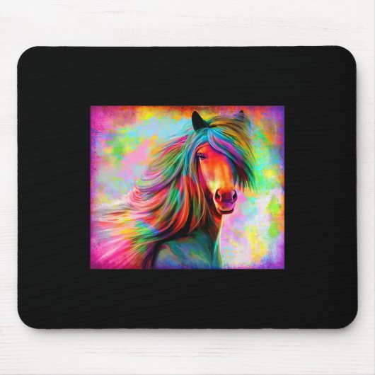 Farbenfrohe Pferde Pferderückfahrt Pferdefreunde f Mousepad (Vorne)