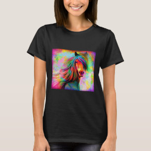 Farbenfrohe Pferde Pferderückfahrt Pferdefreunde f T-Shirt