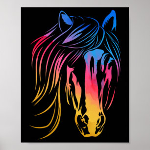 Farbenfrohe Pferde Reiten Reiten Poster