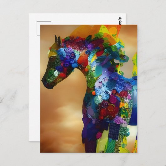 Farbenfrohe Pferdekollektion Postkarte (Vorne/Hinten)