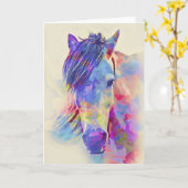 Farbenfrohe Pferdekunst Karte (Gelbe Blume)
