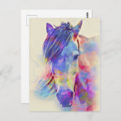 Farbenfrohe Pferdekunst Postkarte (Vorne/Hinten)