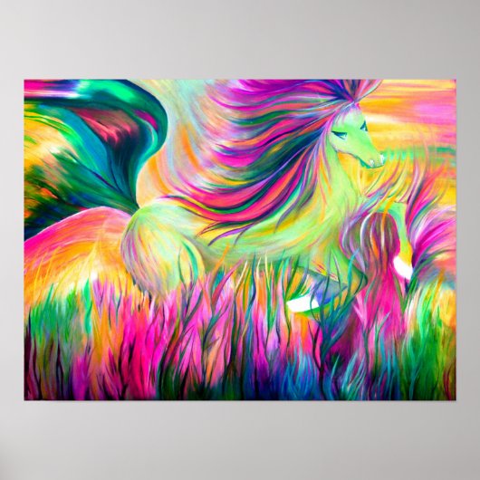 Farbenfrohe Pferdemalerei Poster (Vorne)