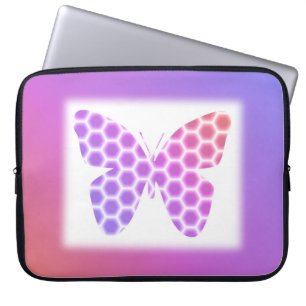 Farbenfrohe pfirsichrosa Lila geometrische Schmett Laptopschutzhülle